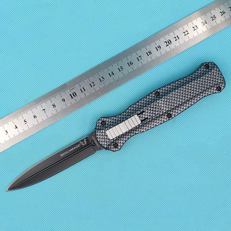 BM 3300BK Infidel Dagger AUTO OTF Knife 3.85" 440 Double Edge Blade, Zinc Aluminum Alloy Handles