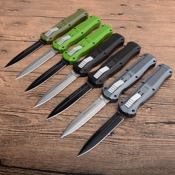 BM 3300BK Infidel Dagger AUTO OTF Knife 3.85" 440 Double Edge Blade, Zinc Aluminum Alloy Handles