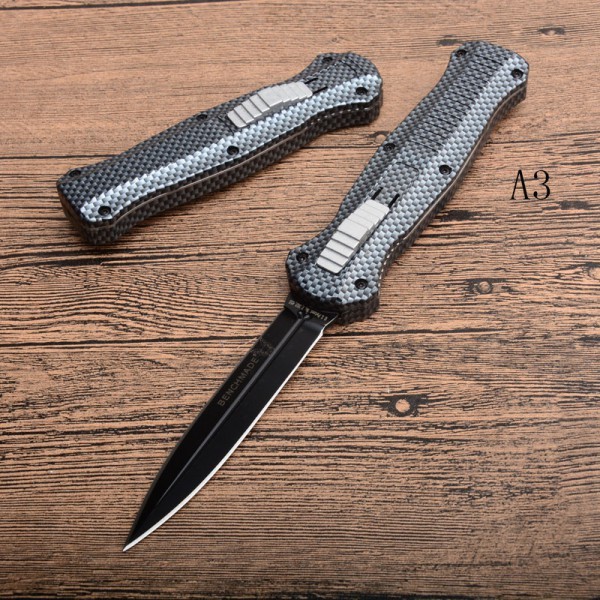 BM 3300BK Infidel Dagger AUTO OTF Knife 3.85" 440 Double Edge Blade, Zinc Aluminum Alloy Handles