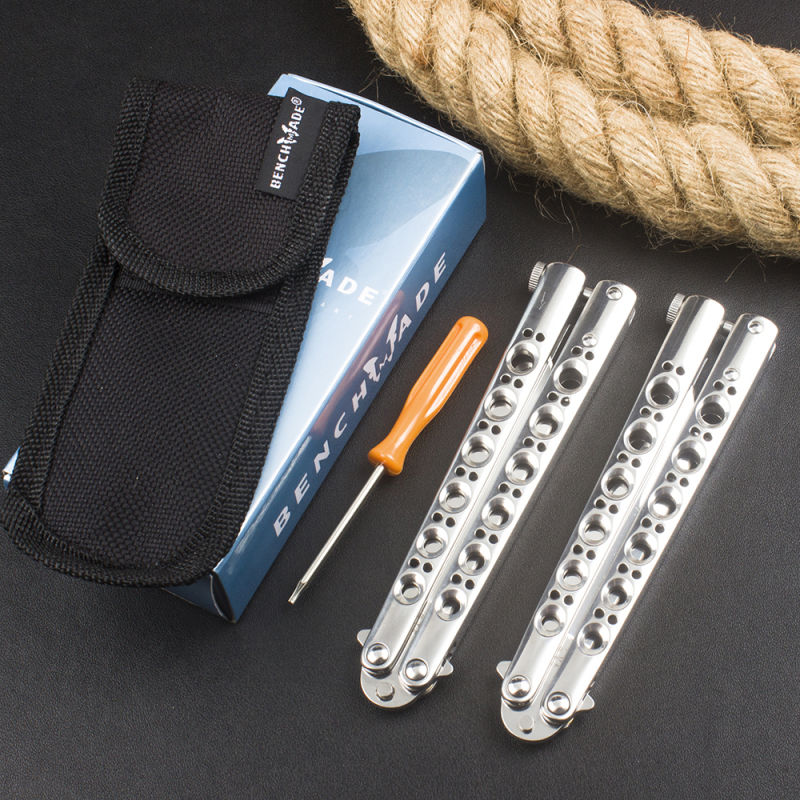BM Balisong Butterfly Folding Knife 3.74" 440C Mirror Plain Blade, Stainless steel Handles - BM42 BM43 BM47
