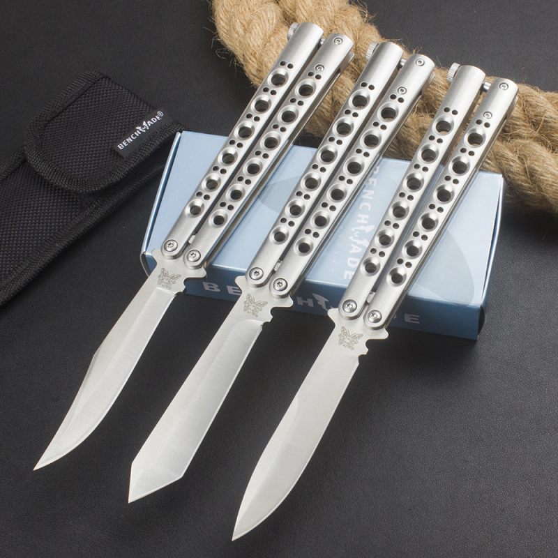 BM Balisong Butterfly Folding Knife 3.74" 440C Plain Blade, Stainless steel Handles - BM42 BM43 BM47