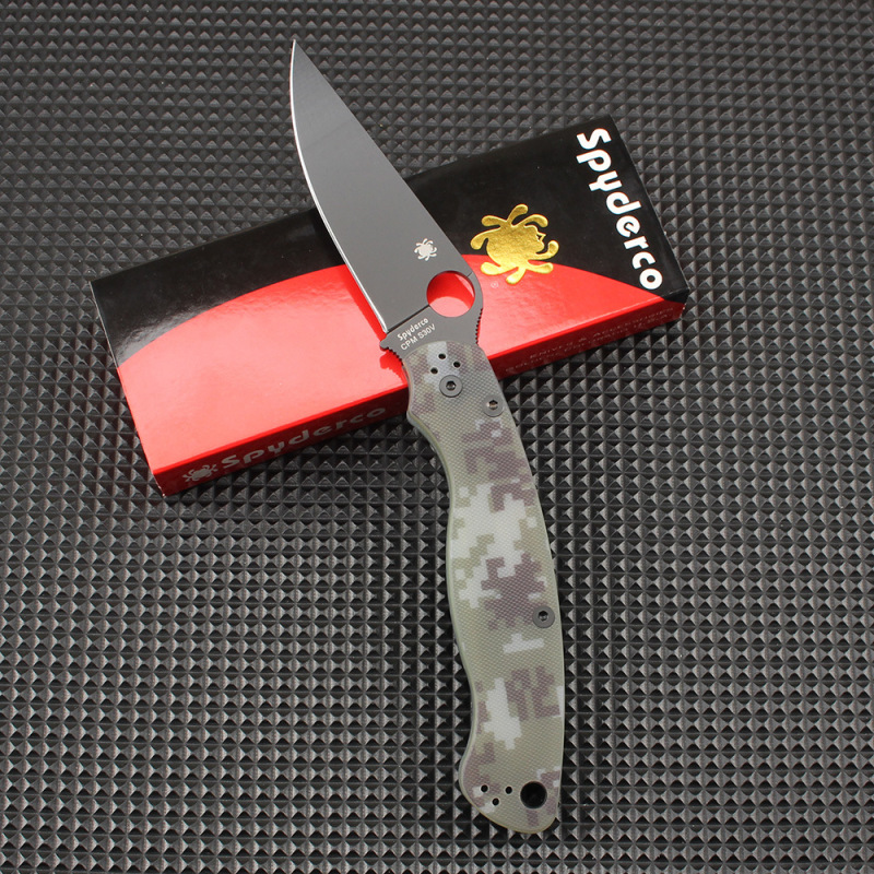 Spy C36 Military Folding Knife 3.78" S30V Satin Plain Blade, G10 Handles, Liner Lock - C36GPDBL