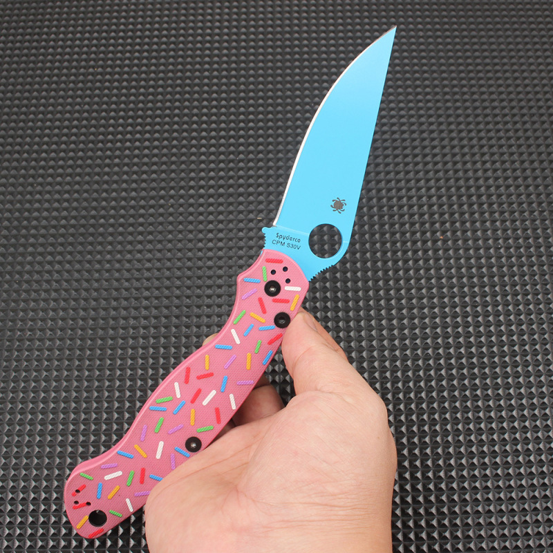 Spy C36 Military Folding Knife 3.78" S30V Satin Plain Blade, G10 Handles, Liner Lock - C36GPDBL