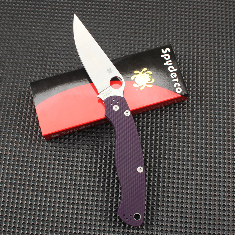 Spy C36 Military Folding Knife 3.78" S30V Satin Plain Blade, G10 Handles, Liner Lock - C36GPDBL