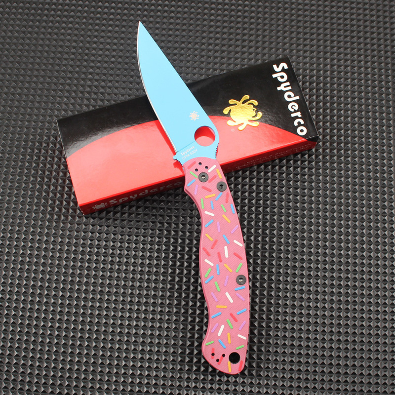 Spy C36 Military Folding Knife 3.78" S30V Satin Plain Blade, G10 Handles, Liner Lock - C36GPDBL