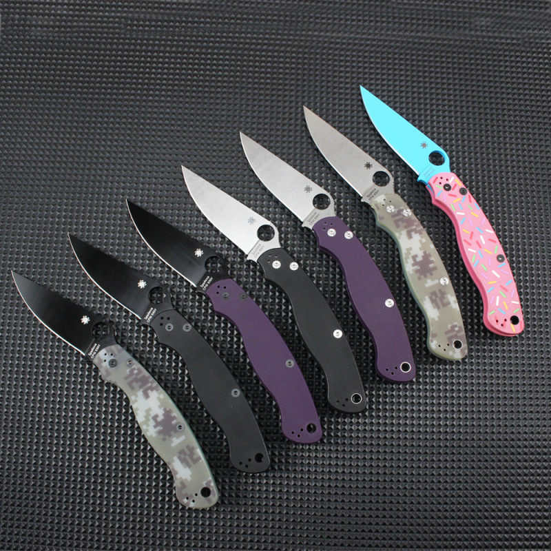 Spy C36 Military Folding Knife 3.78" S30V Satin Plain Blade, G10 Handles, Liner Lock - C36GPDBL