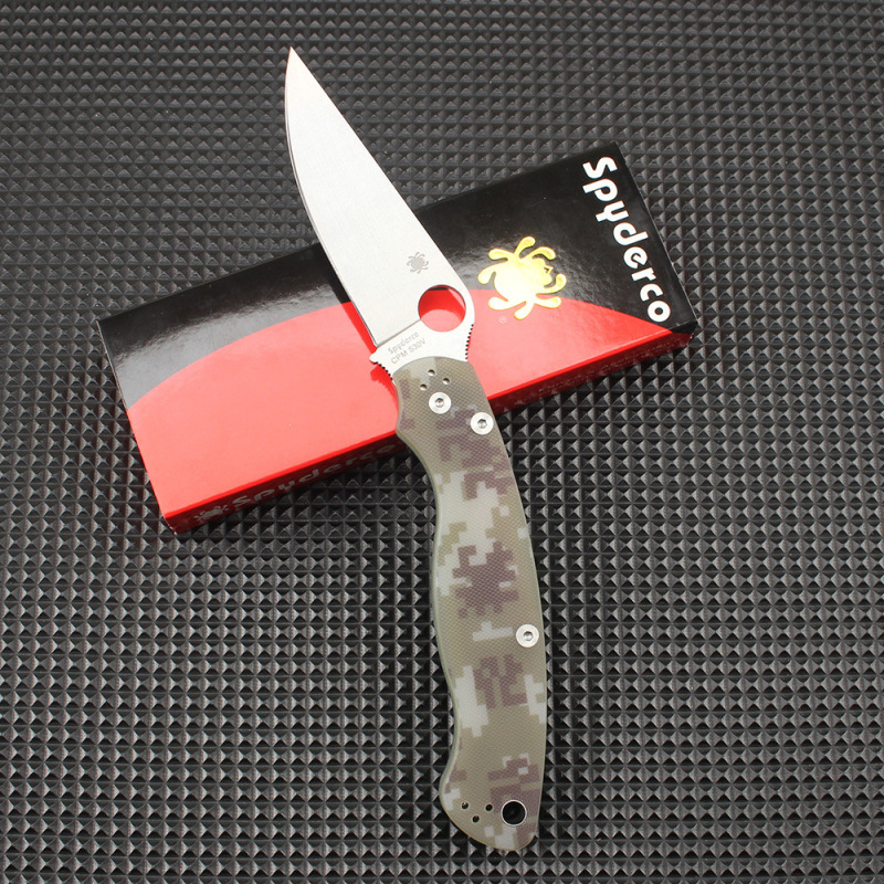 Spy C36 Military Folding Knife 3.78" S30V Satin Plain Blade, G10 Handles, Liner Lock - C36GPDBL