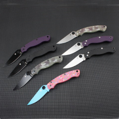 Spy C36 Military Folding Knife 3.78" S30V Satin Plain Blade, G10 Handles, Liner Lock - C36GPDBL