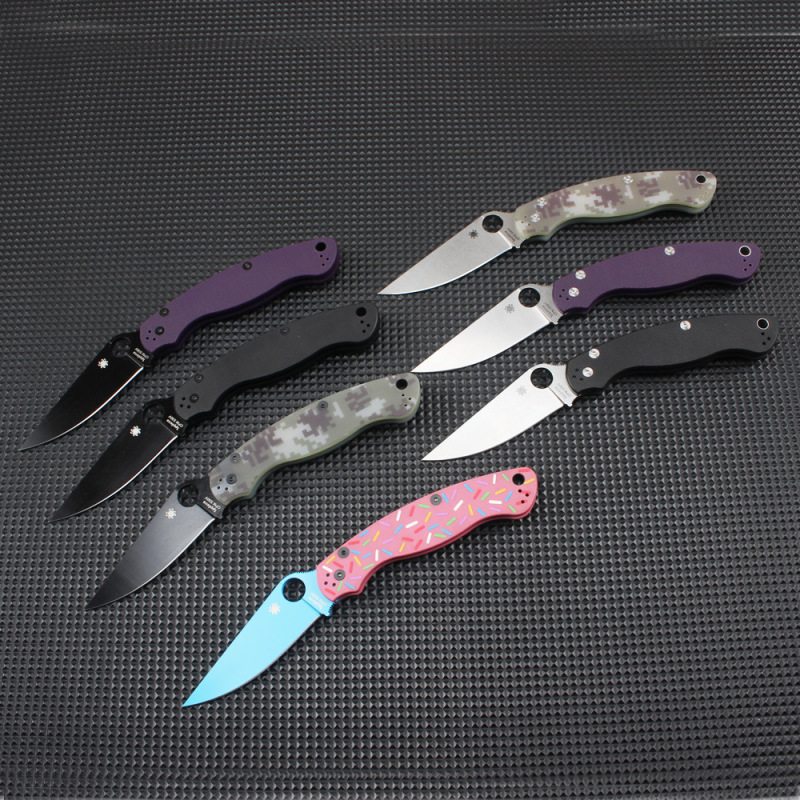 Spy C36 Military Folding Knife 3.78" S30V Satin Plain Blade, G10 Handles, Liner Lock - C36GPDBL