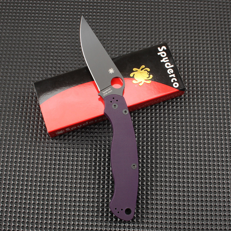 Spy C36 Military Folding Knife 3.78" S30V Satin Plain Blade, G10 Handles, Liner Lock - C36GPDBL