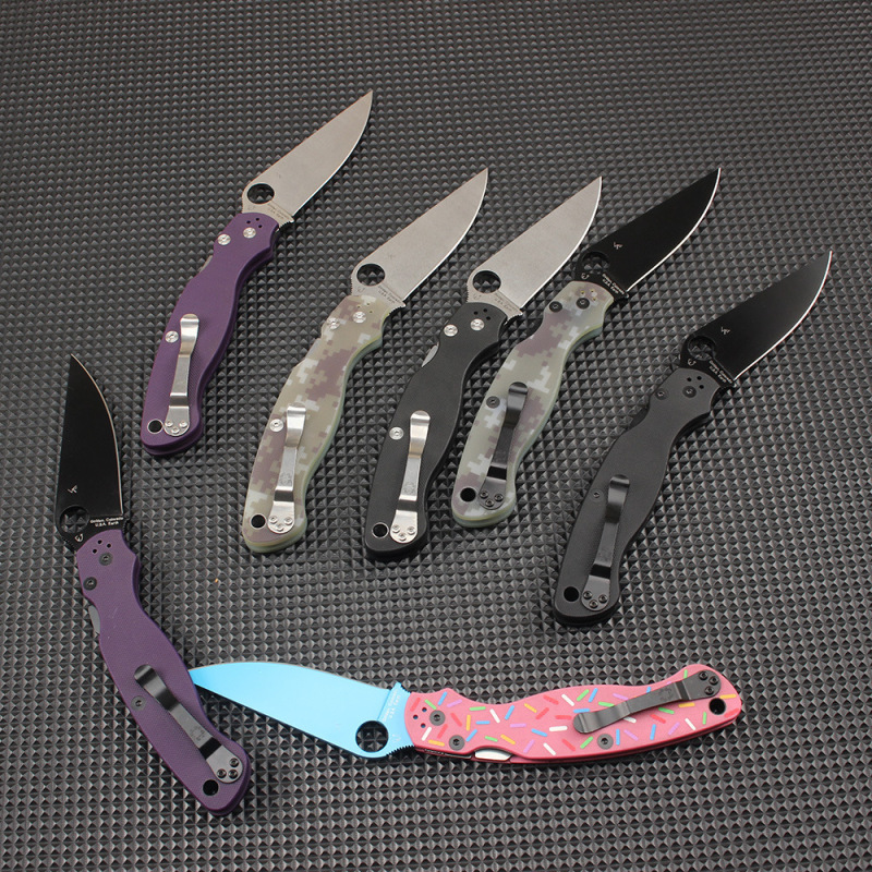 Spy C36 Military Folding Knife 3.78" S30V Satin Plain Blade, G10 Handles, Liner Lock - C36GPDBL