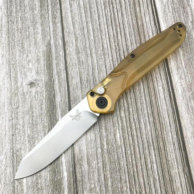 BM 9400 Osborne AUTO Folding Knife 3.31" D2 Satin Plain Blade, PEI Handles