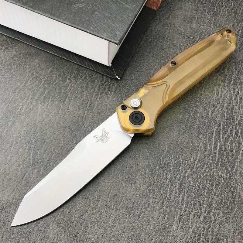 BM 9400 Osborne AUTO Folding Knife 3.31" D2 Satin Plain Blade, PEI Handles