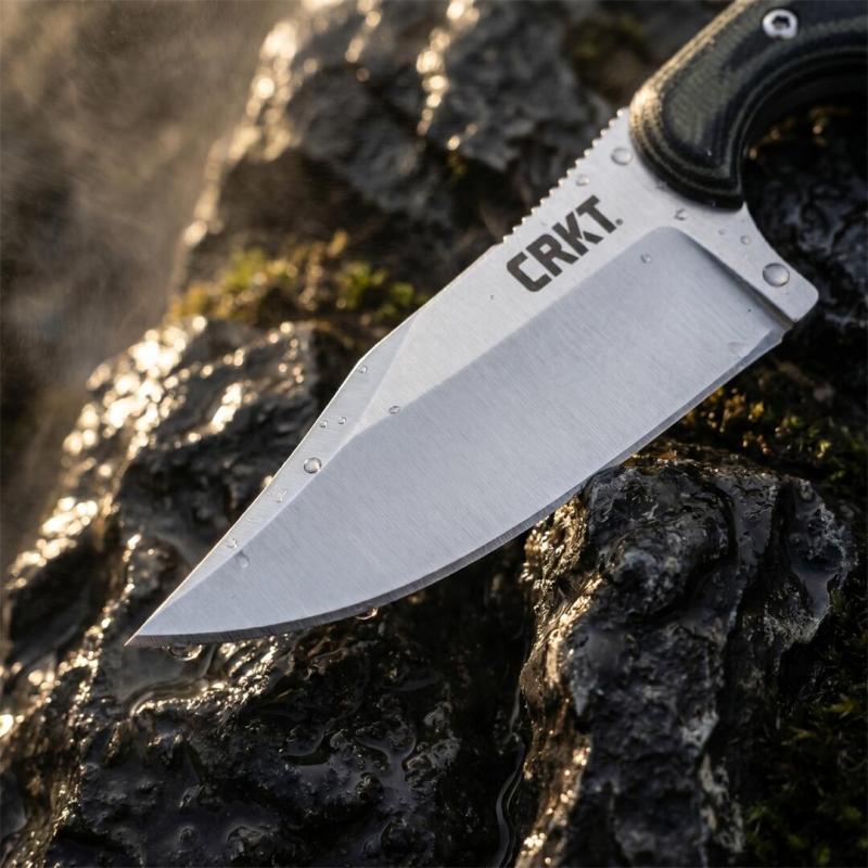 CRKT 2387 Folts Fixed Blade Neck Knife 2.05" 8Cr13 Blade, Green Micarta Handles, Thermoplastic Sheath