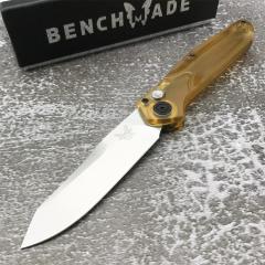 BM 9400 Osborne AUTO Folding Knife 3.31" D2 Satin Plain Blade, PEI Handles