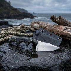 CRKT 2387 Folts Fixed Blade Neck Knife 2.05" 8Cr13 Blade, Green Micarta Handles, Thermoplastic Sheath