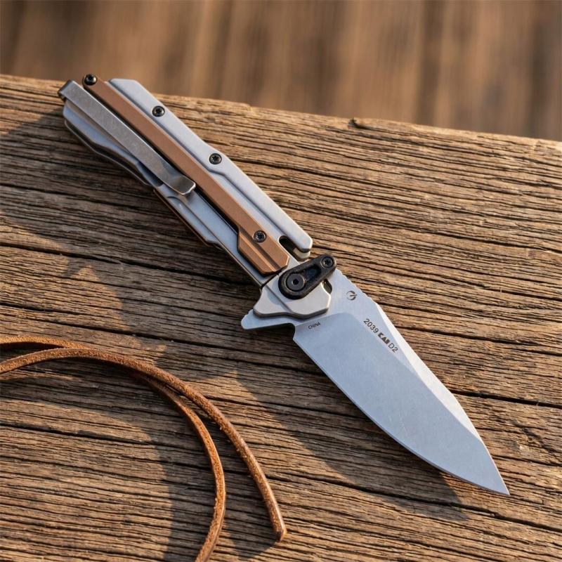 Kershaw 2039 KVT Flipper Knife 2.91" D2 Stonewashed Blade, 420 Stainless Steel Handles , Frame Lock