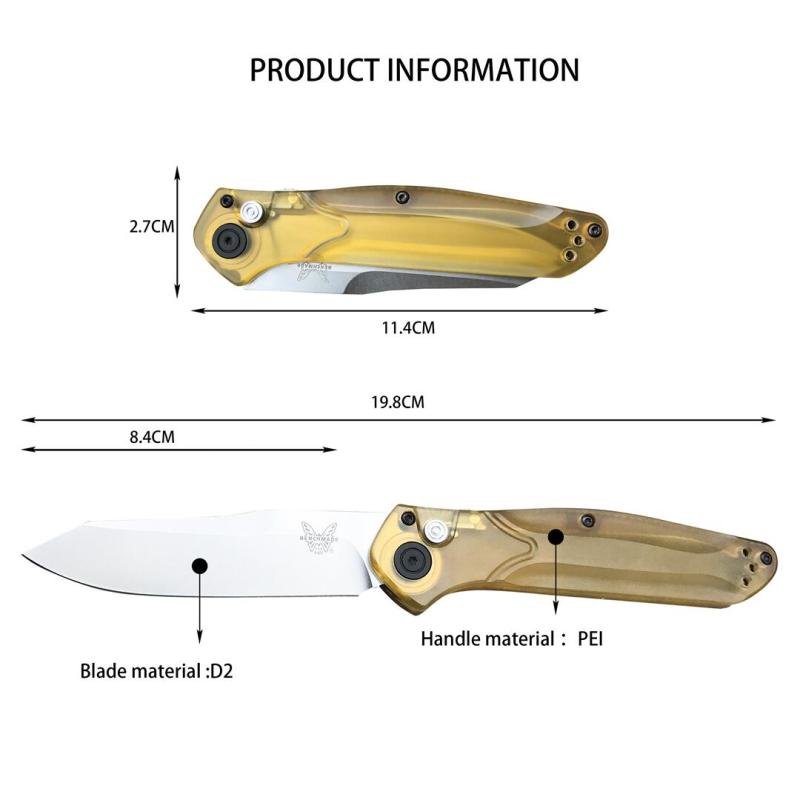 BM 9400 Osborne AUTO Folding Knife 3.31" D2 Satin Plain Blade, PEI Handles