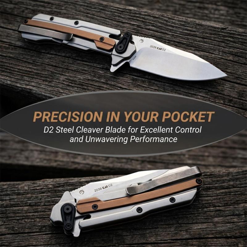Kershaw 2039 KVT Flipper Knife 2.91" D2 Stonewashed Blade, 420 Stainless Steel Handles , Frame Lock