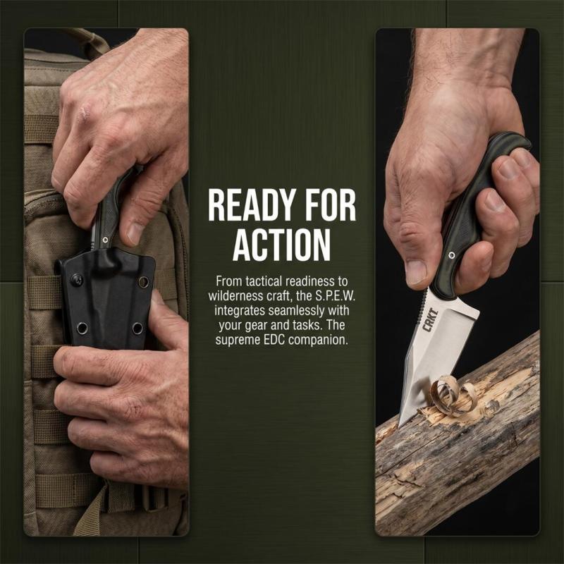 CRKT 2387 Folts Fixed Blade Neck Knife 2.05" 8Cr13 Blade, Green Micarta Handles, Thermoplastic Sheath