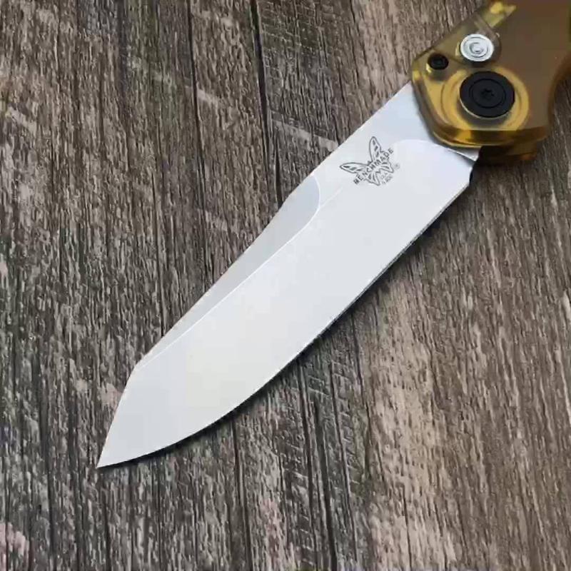 BM 9400 Osborne AUTO Folding Knife 3.31" D2 Satin Plain Blade, PEI Handles