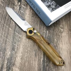 BM 9400 Osborne AUTO Folding Knife 3.31" D2 Satin Plain Blade, PEI Handles