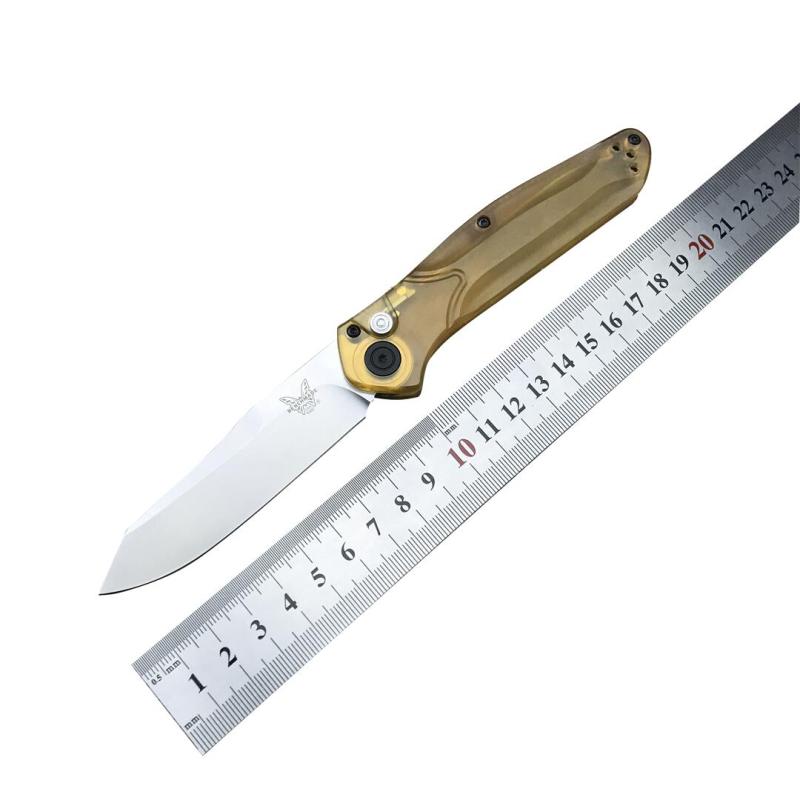 BM 9400 Osborne AUTO Folding Knife 3.31" D2 Satin Plain Blade, PEI Handles