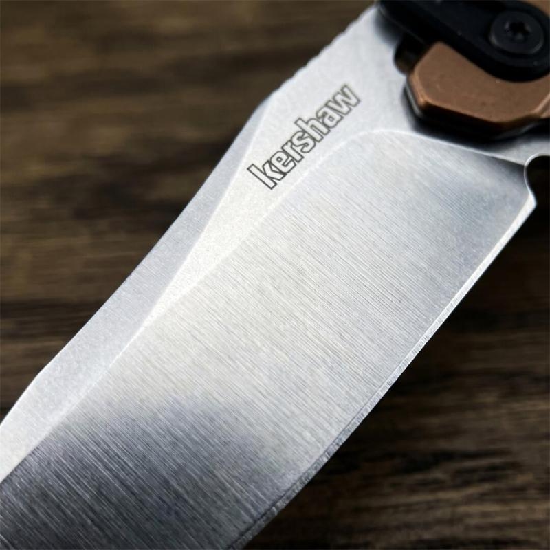 Kershaw 2039 KVT Flipper Knife 2.91" D2 Stonewashed Blade, 420 Stainless Steel Handles , Frame Lock