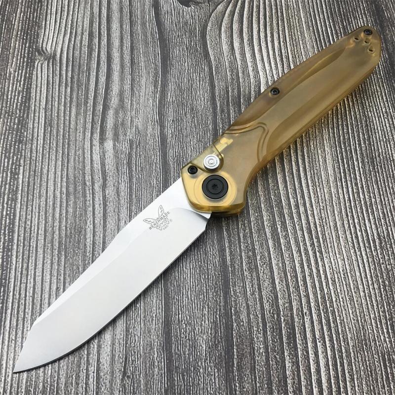 BM 9400 Osborne AUTO Folding Knife 3.31" D2 Satin Plain Blade, PEI Handles