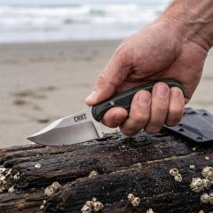 CRKT 2387 Folts Fixed Blade Neck Knife 2.05" 8Cr13 Blade, Green Micarta Handles, Thermoplastic Sheath