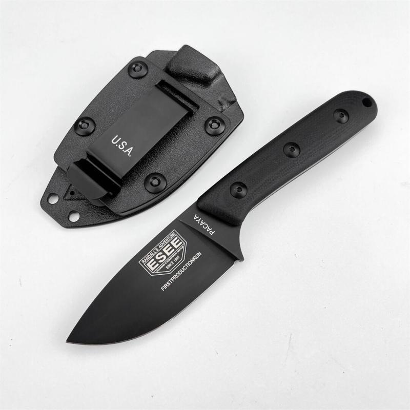 ESEE Knives Pacaya Fixed Blade Knife 3.03" D2 Drop Point Blade, G10 Handles, Kydex Sheath with Clip Plate