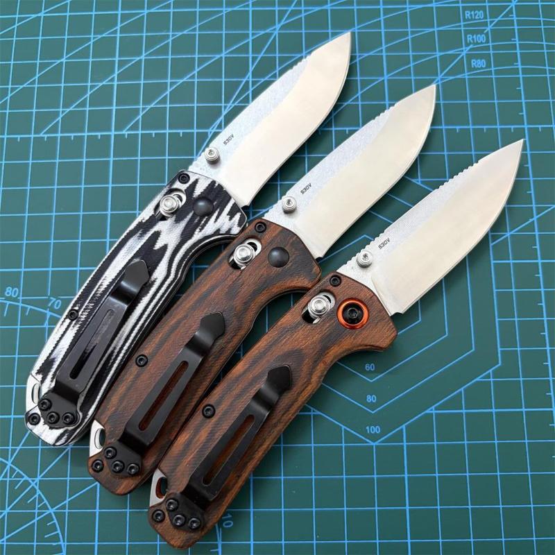 BM 15031/15032 Hunt North Fork AXIS Folding Knife 2.95" S30V Satin Plain Blade, Stabilized Wood Handles