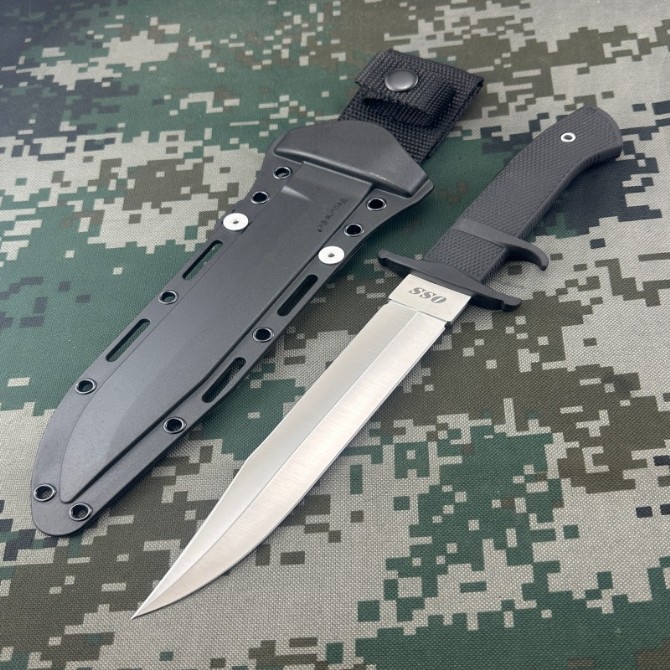 Cold Steel 39LSSC OSS Tactical Fixed Blade Knife 8.27" AUS 8A Plain Blade, Kray-Ex Handles, Secure-Ex Sheath