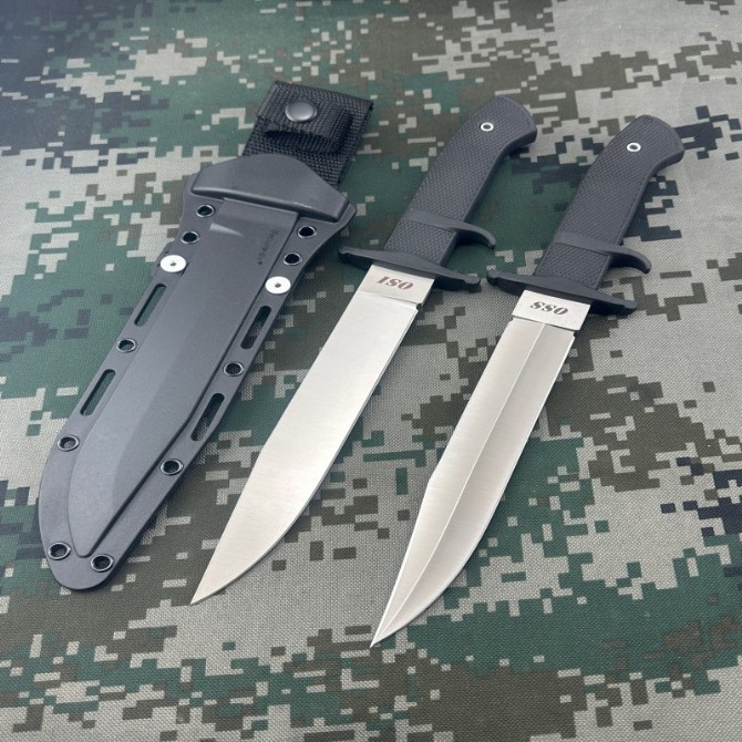 Cold Steel 39LSSC OSS Tactical Fixed Blade Knife 8.27" AUS 8A Plain Blade, Kray-Ex Handles, Secure-Ex Sheath