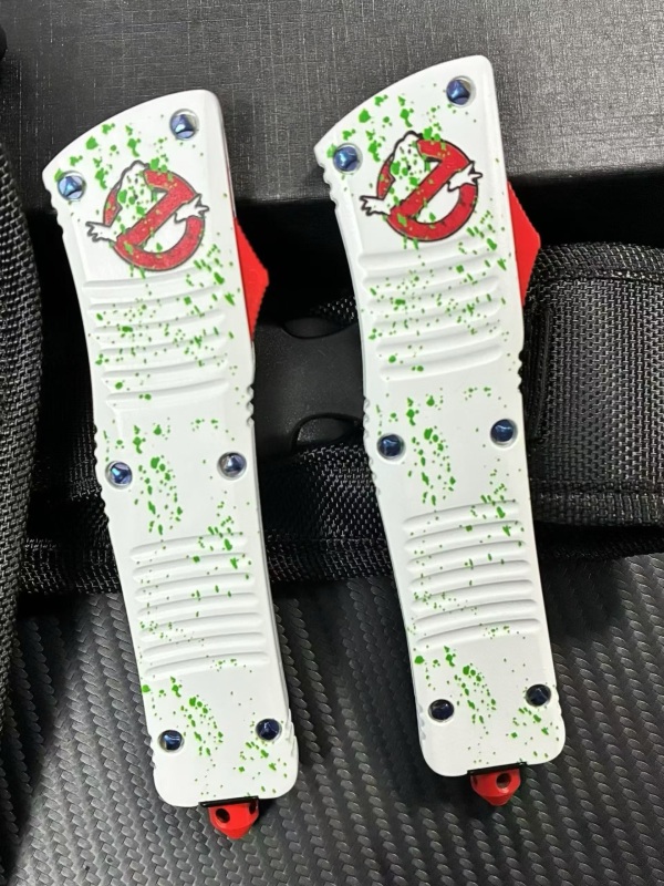 MT Ghostbusters Squad AUTO OTF Knife 3.74" M390 Double Edge Blade, Aluminum Handles