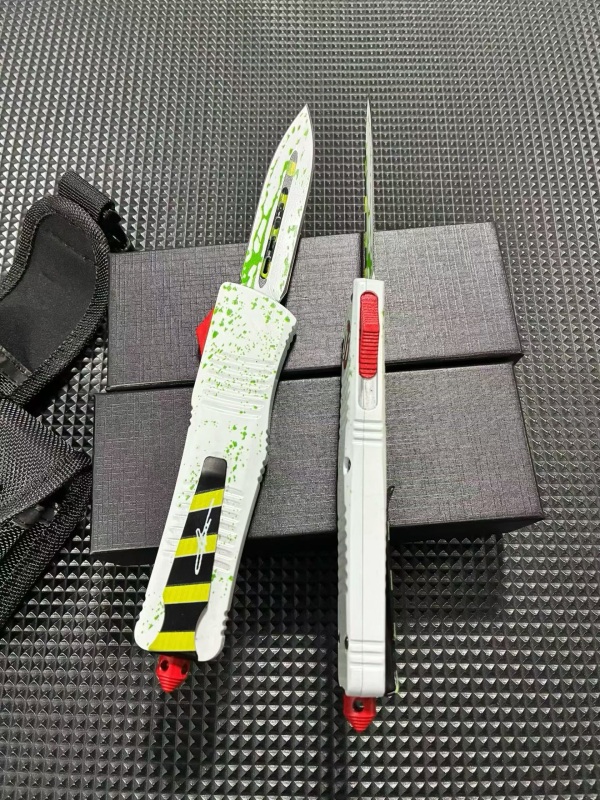 MT Ghostbusters Squad AUTO OTF Knife 3.74" M390 Double Edge Blade, Aluminum Handles