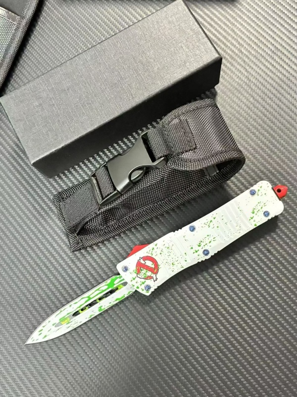 MT Ghostbusters Squad AUTO OTF Knife 3.74" M390 Double Edge Blade, Aluminum Handles