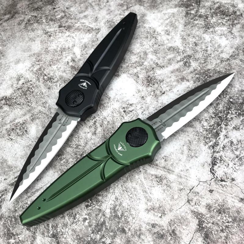 Piranha Folding Knife 3.74" D2 Plain Blade, Aviation aluminum Handles