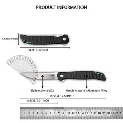 CRKT K440XXP Flipper Knife 3.3" D2 Satin Blade, Gray Aluminum Handles with Green Liners