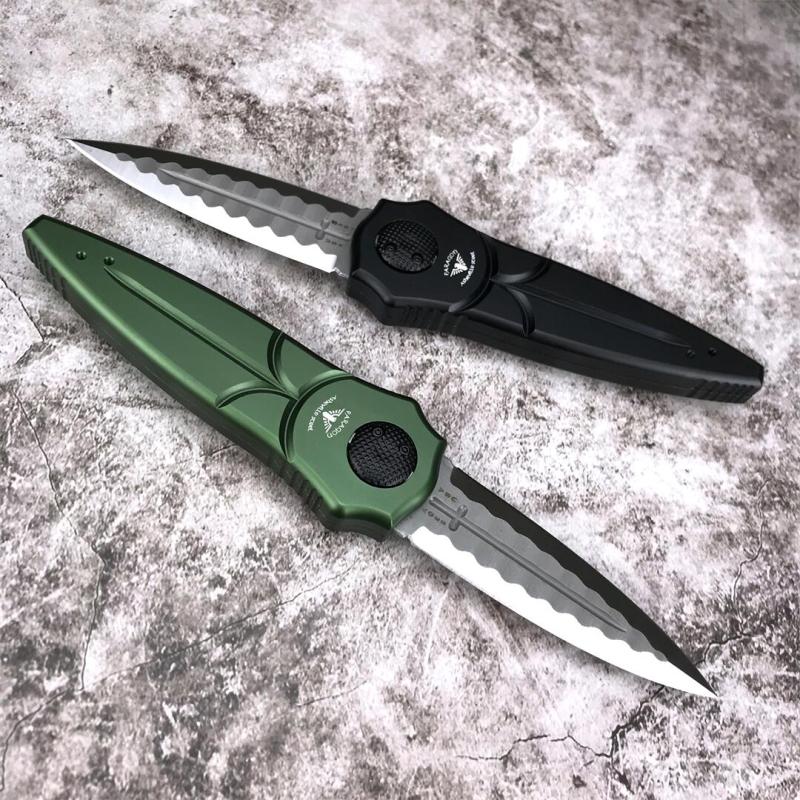 Piranha Folding Knife 3.74" D2 Plain Blade, Aviation aluminum Handles