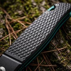CRKT K440XXP Flipper Knife 3.3" D2 Satin Blade, Gray Aluminum Handles with Green Liners