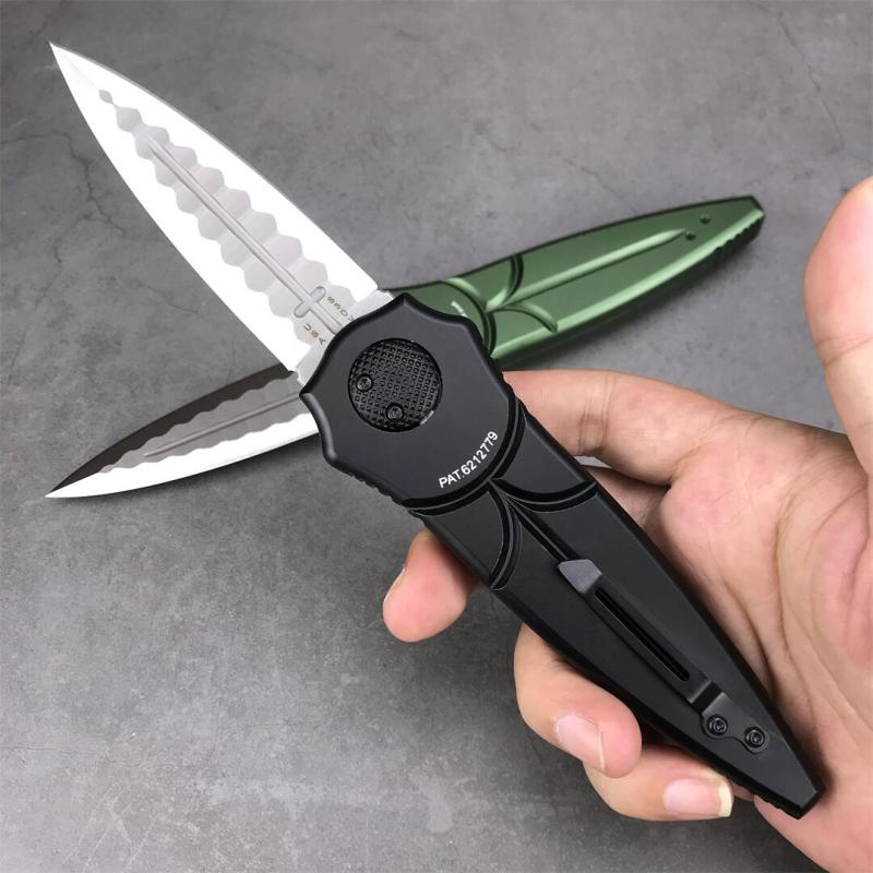 Piranha Folding Knife 3.74" D2 Plain Blade, Aviation aluminum Handles