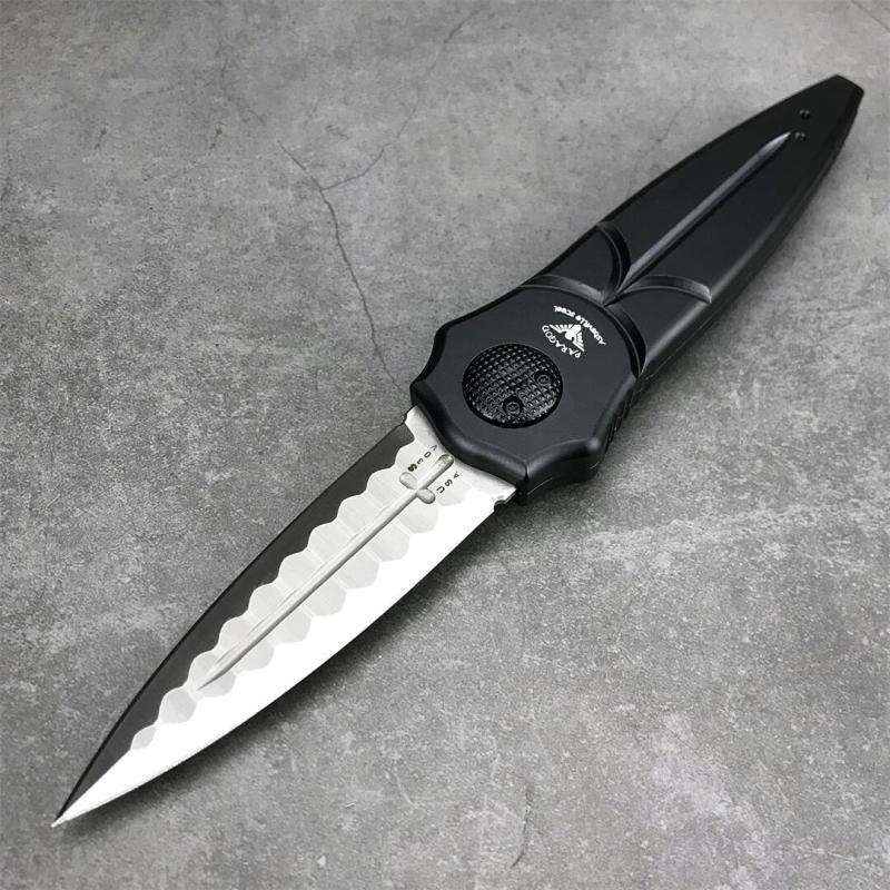 Piranha Folding Knife 3.74" D2 Plain Blade, Aviation aluminum Handles