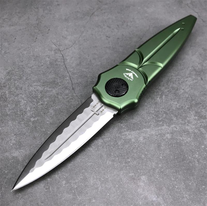 Piranha Folding Knife 3.74" D2 Plain Blade, Aviation aluminum Handles