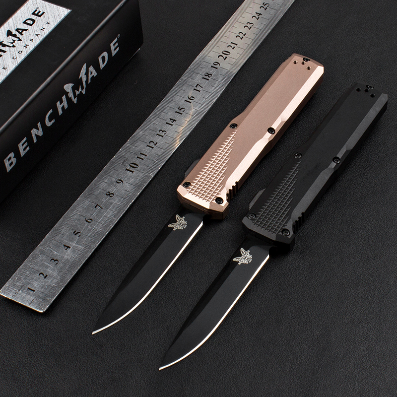 BM 4600DLC Phaeton AUTO OTF Knife 3.34" Black S30V Drop Point Blade, Aluminum Alloy Handles