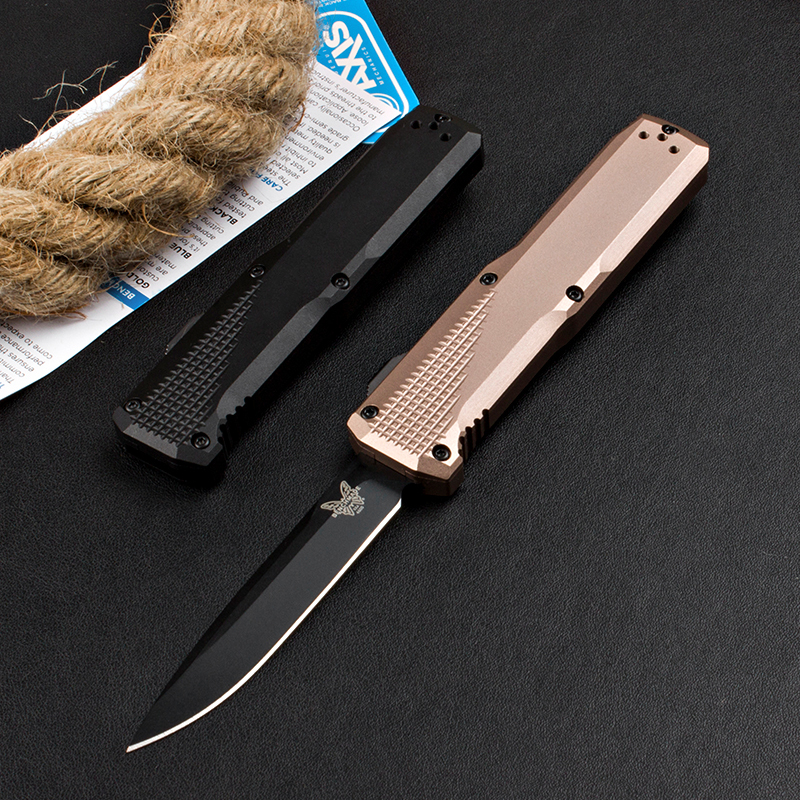 BM 4600DLC Phaeton AUTO OTF Knife 3.34" Black S30V Drop Point Blade, Aluminum Alloy Handles