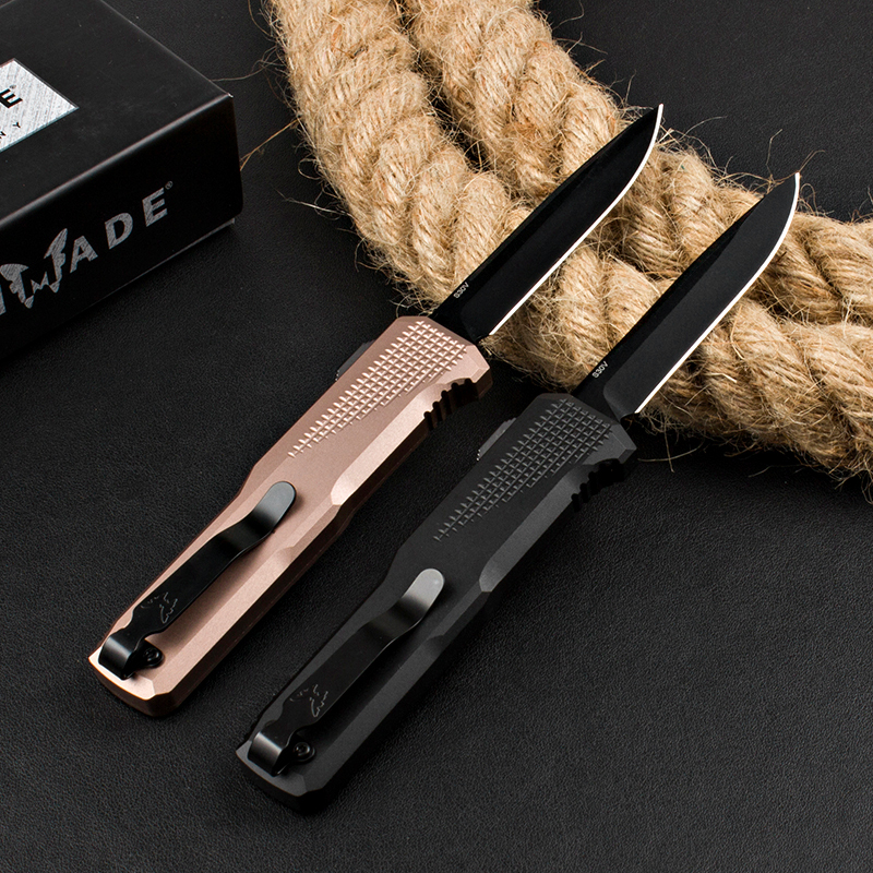BM 4600DLC Phaeton AUTO OTF Knife 3.34" Black S30V Drop Point Blade, Aluminum Alloy Handles