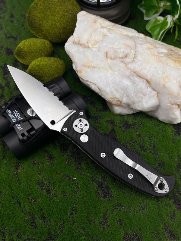 Spy Autonomy 2 AUTO Folding Knife 3.46'' D2 Serrated Blade, Black G10 Handles - C165GP2