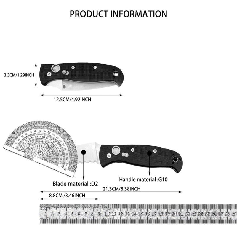 Spy Autonomy 2 AUTO Folding Knife 3.46'' D2 Serrated Blade, Black G10 Handles - C165GP2