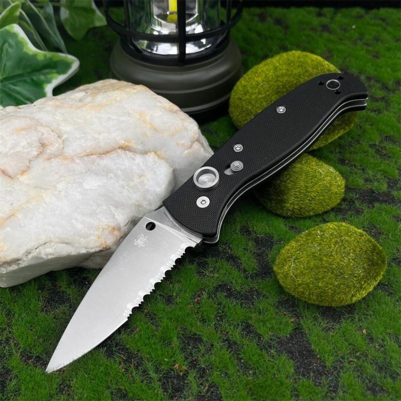 Spy Autonomy 2 AUTO Folding Knife 3.46'' D2 Serrated Blade, Black G10 Handles - C165GP2